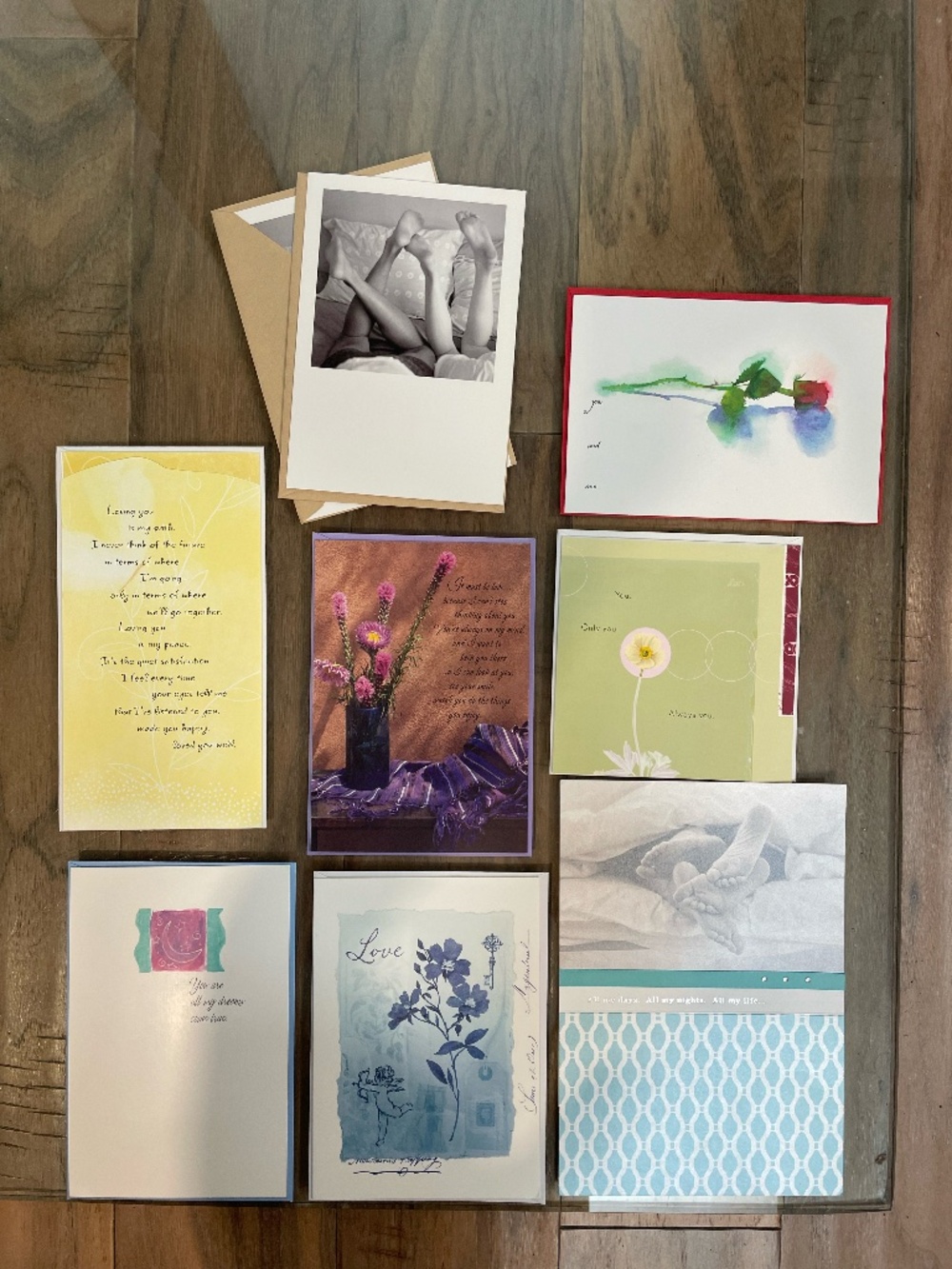 Mixed Set of 9 Romantic Love Greeting Cards